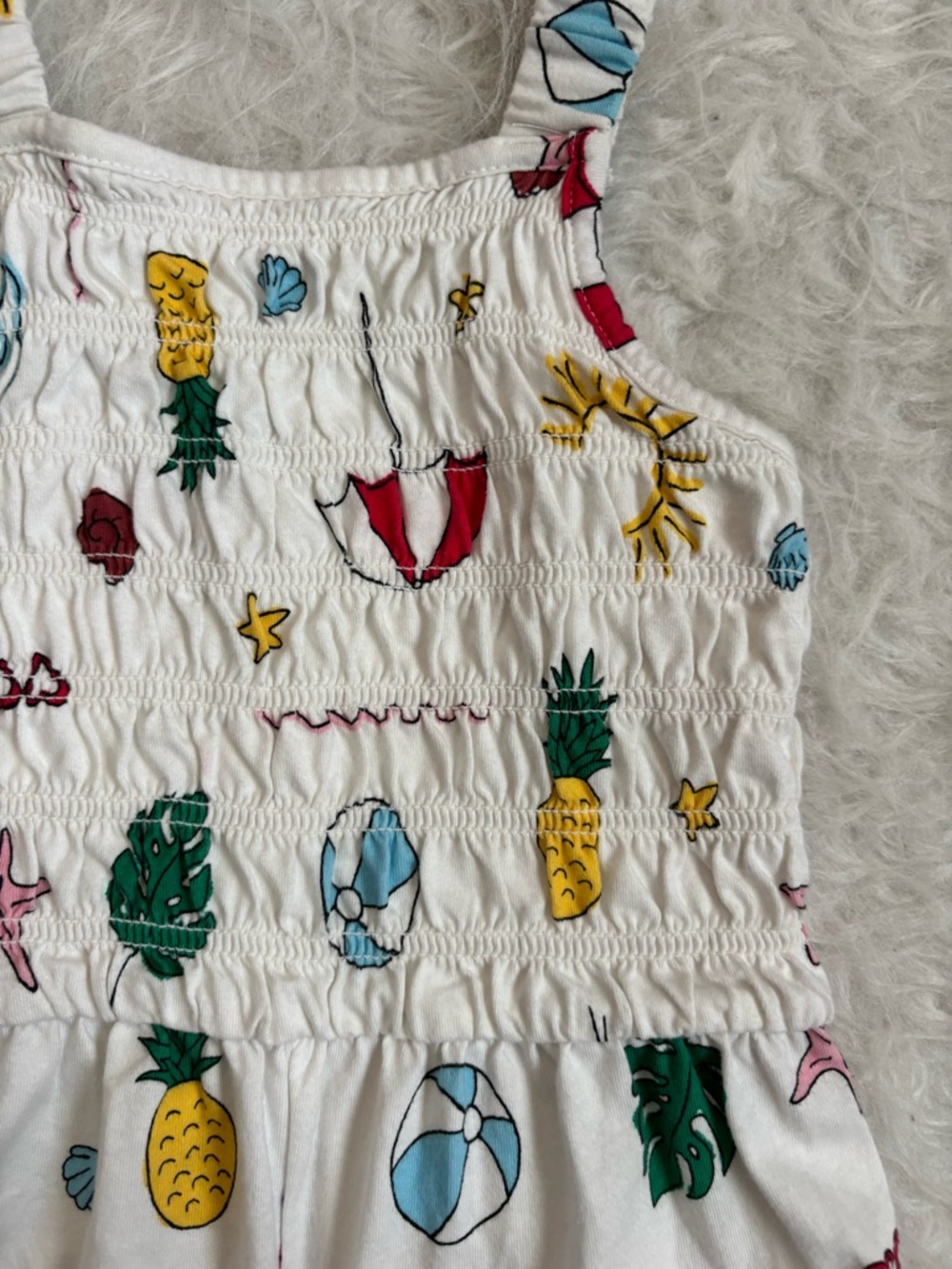 Old Navy Girls Multi Colored Tropical Beachy AOP Smocked Romper - Picture 2 of 4
